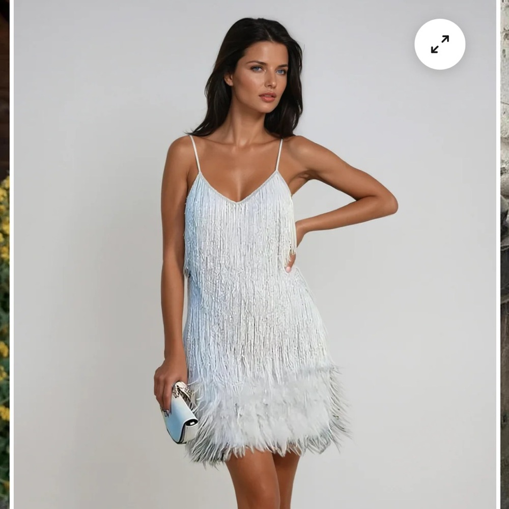 Elegant White Fringe Dress